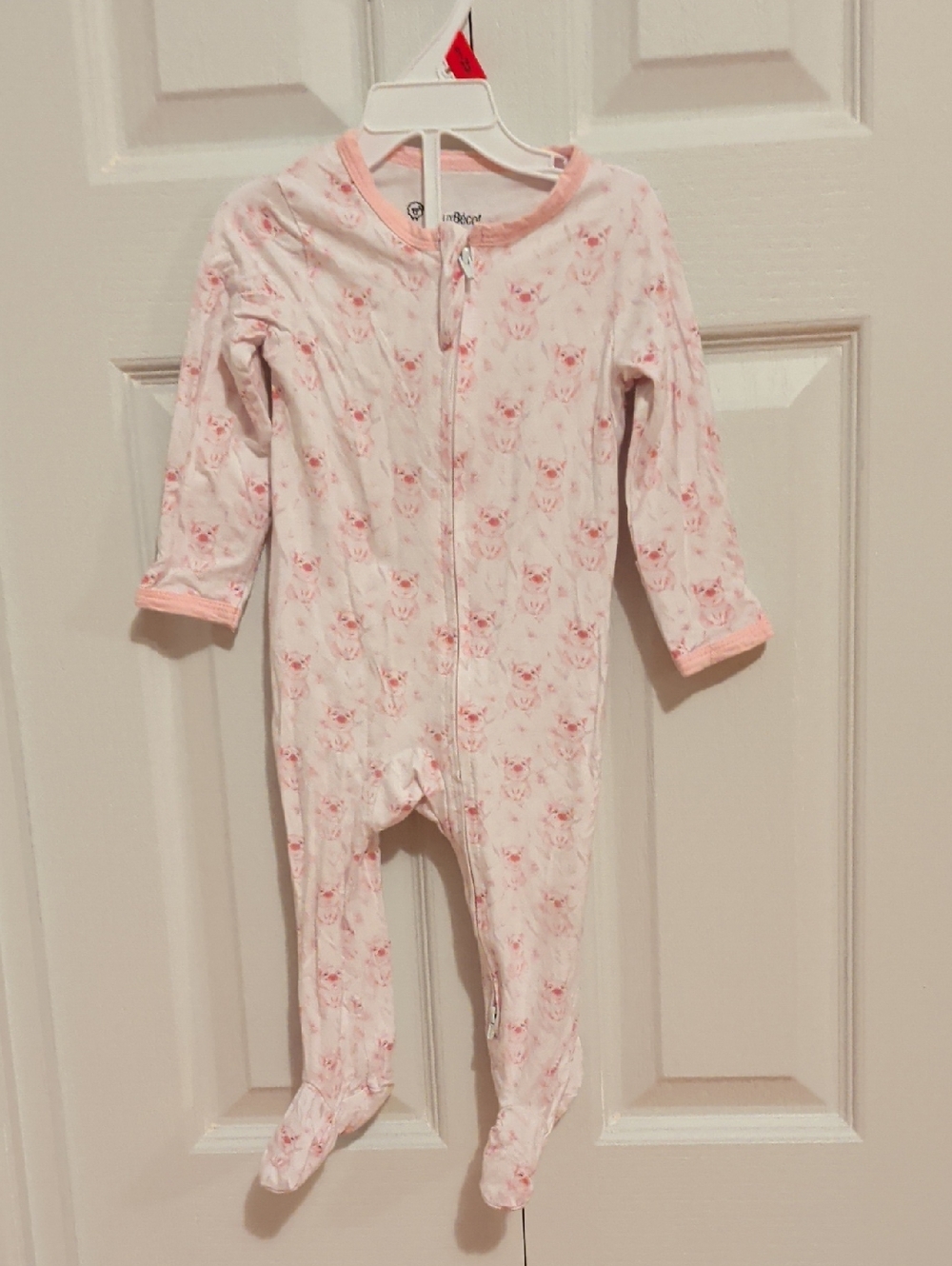 2/15$ 🐷 Bamboo Baby One-Piece Footed Pajamas in Light Pink - Soft Zip Front